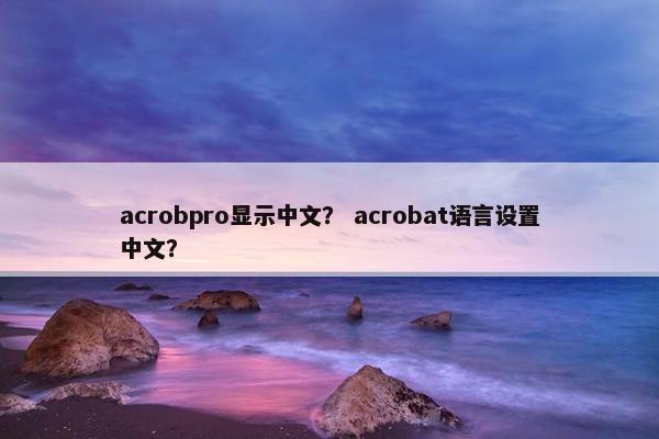 acrobpro显示中文？ acrobat语言设置中文？