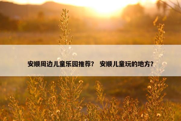 安顺周边儿童乐园推荐？ 安顺儿童玩的地方？