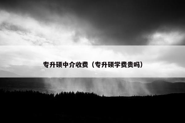 专升硕中介收费（专升硕学费贵吗）