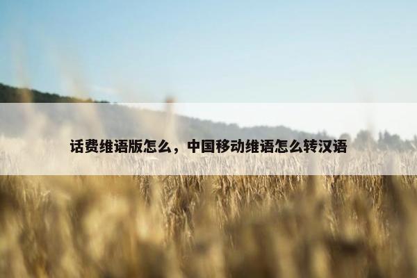 话费维语版怎么,中国移动维语怎么转汉语 话费维语版怎么,中国移动维语怎么转汉语