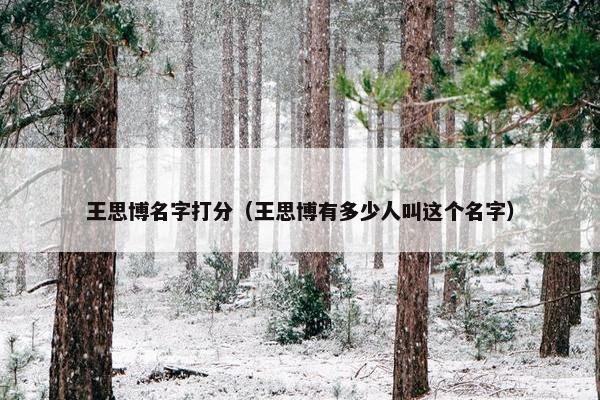 王思博名字打分（王思博有多少人叫这个名字）