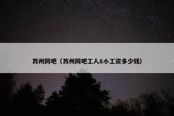 苏州网吧（苏州网吧工人8小工资多少钱）