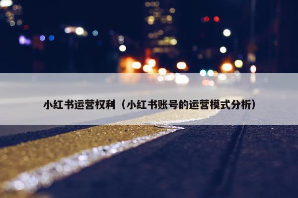 小红书运营权利（小红书账号的运营模式分析）
