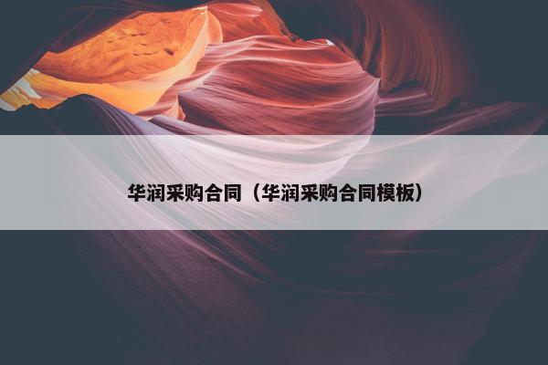 华润采购合同（华润采购合同模板）