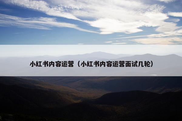 小红书内容运营（小红书内容运营面试几轮）