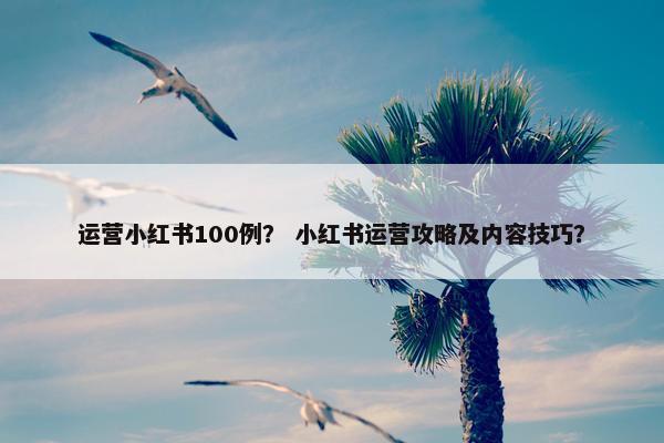 运营小红书100例? 小红书运营攻略及内容技巧? 运营小红书100例? 小红书运营攻略及内容技巧?