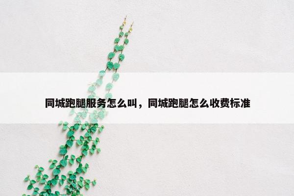 同城跑腿服务怎么叫，同城跑腿怎么收费标准