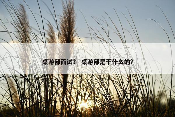 桌游部面试？ 桌游部是干什么的？